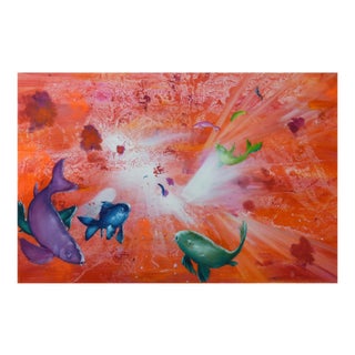 Leibniz Universe 15u, Contemporary and Colorful Underwater Scene, Oil on Canvas, 2016 For Sale
