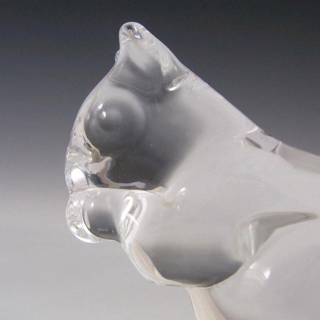This marvelous crystal clear glass paperweight sculpture of a squirrel was made by the Norwegian firm Hadeland Glassverk...