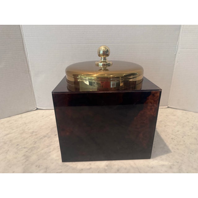 Plastic Faux Tortoise Shell Ice Bucket For Sale - Image 7 of 8