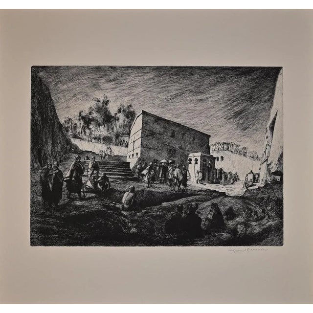 Lalibela is an original etching on paper realized by Lino Bianchi Barriviera in 1949. Hand-signed in pencil. Image...