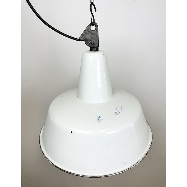 Large Industrial White Enamel Factory Pendant Lamp from Zaos, 1960s For Sale - Image 11 of 18