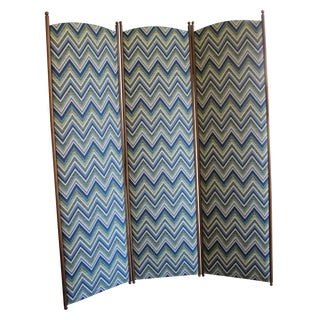 Fabric 3-Panel Dressing Screen For Sale