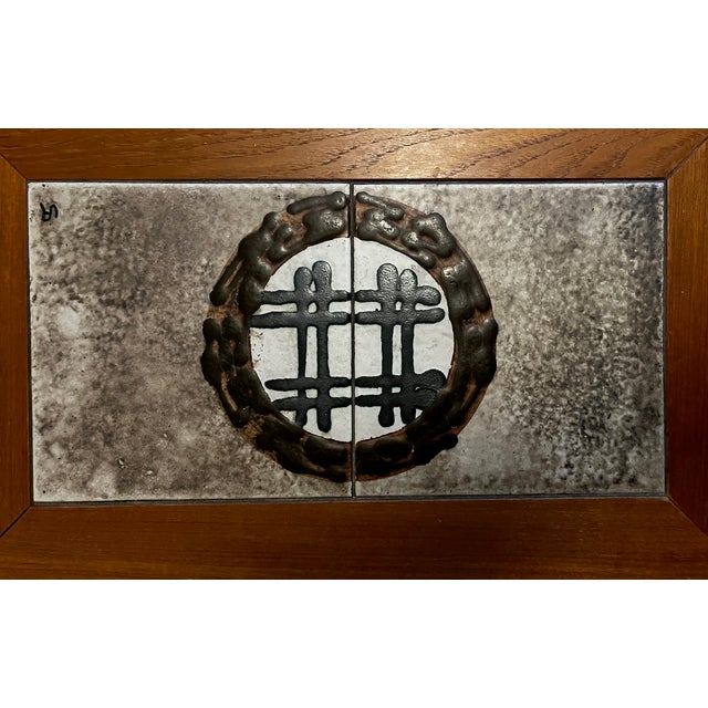 Mid-Century Modern Danish Teak End Table With Ceramic Center - Denmark For Sale - Image 3 of 7