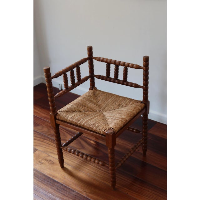 Vintage Turned Wood Corner Chair, 1950s For Sale - Image 4 of 7