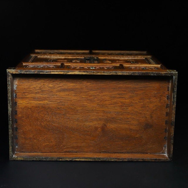 Vintage Chinese Huali Rosewood Carved "Antiques" Cabinet With 5 Drawers and Double Doors For Sale - Image 10 of 10