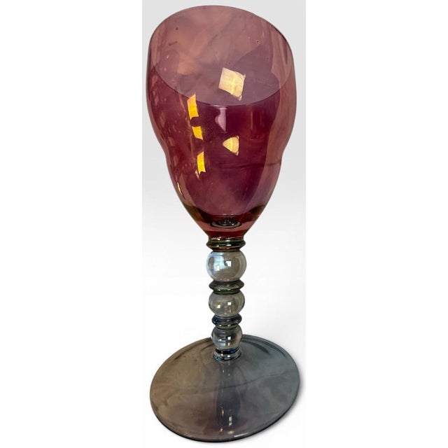 Vintage Mid-Century Cranberry Pink and Clear Art Glass Stemware Lot of 20 For Sale - Image 13 of 15