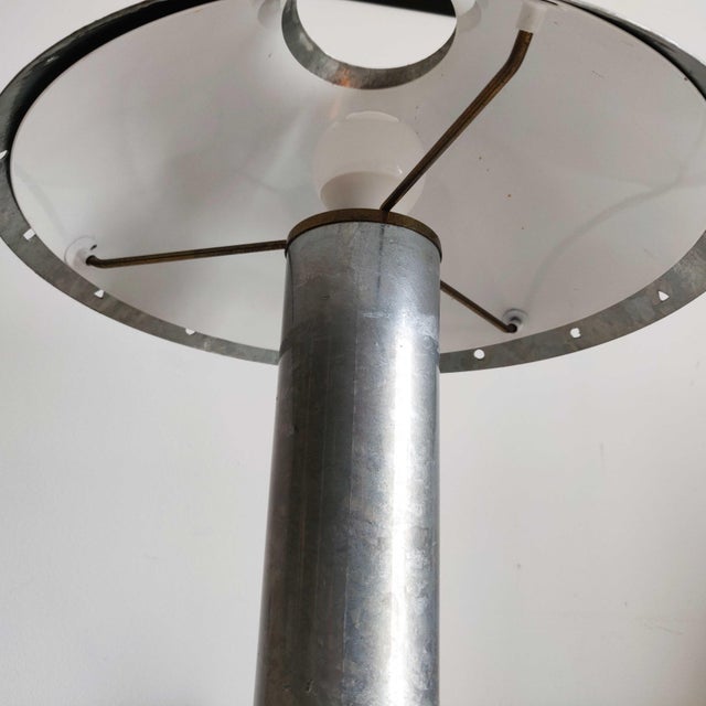 Ron Rezek Vintage Ron Rezek 4200 Galvanized Steel Postmodern Table Lamp, 1980s For Sale - Image 4 of 13