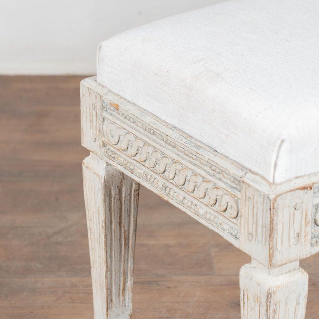 Early 19th Century Early 19th Century Swedish Gustavian White Small Bench For Sale - Image 5 of 12