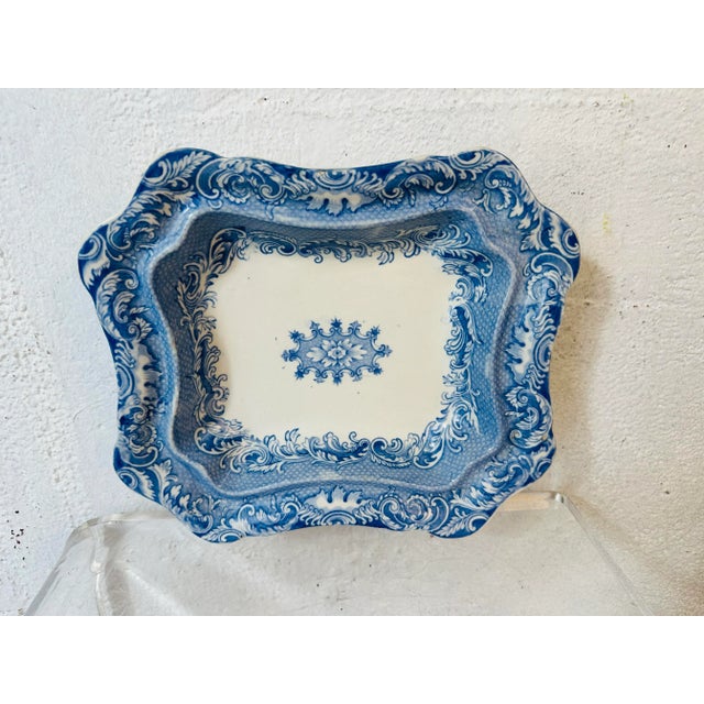 Victorian Antique Blue and White Serving Bowl For Sale - Image 3 of 9