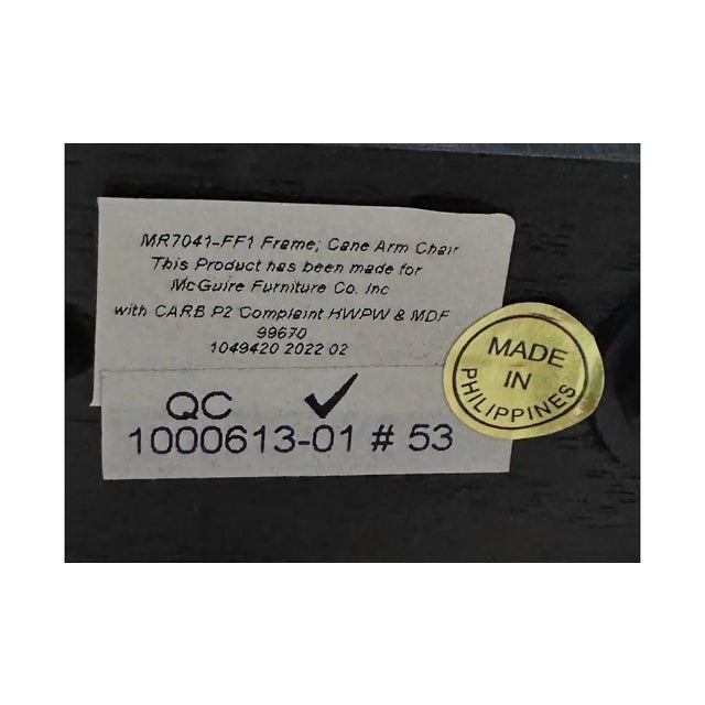 Cane Dining Armchairs by Kara Mann for McGuire/Baker Furniture, Milling Road Collection Pair For Sale - Image 9 of 9