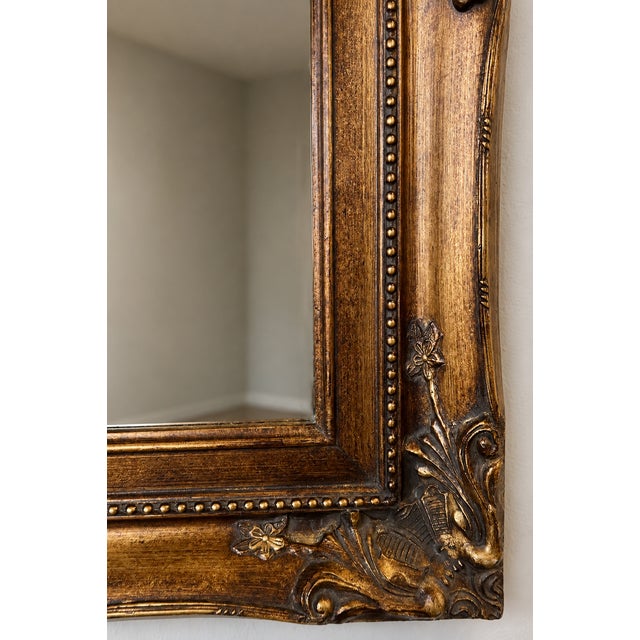 Mid 20th Century Substantial Vintage Gilt Frame Mirror — Carved Wood With Composition Ornament Detailing For Sale - Image 5 of 8