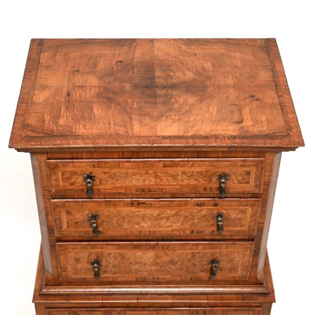 Antique Burr Walnut Chest on Chest of Drawers, 1890 For Sale - Image 6 of 10