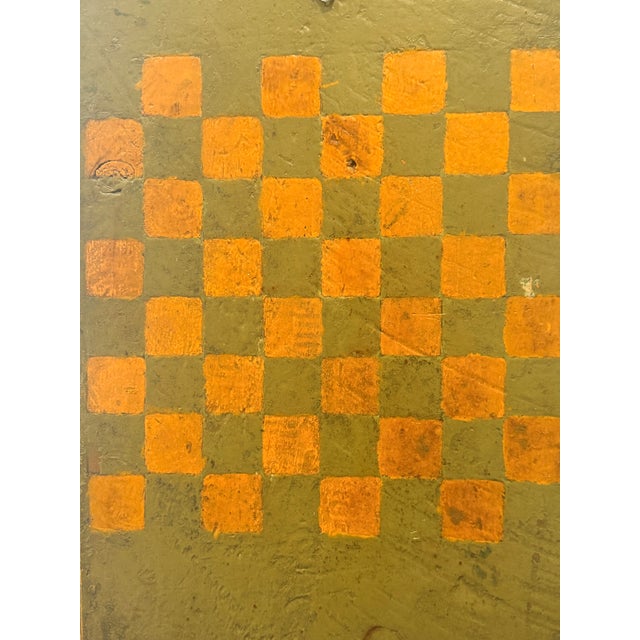 Rare Color! Early 20th Century American Folk Art Game Board, double sided. Wonderful original color yellow and green. An...