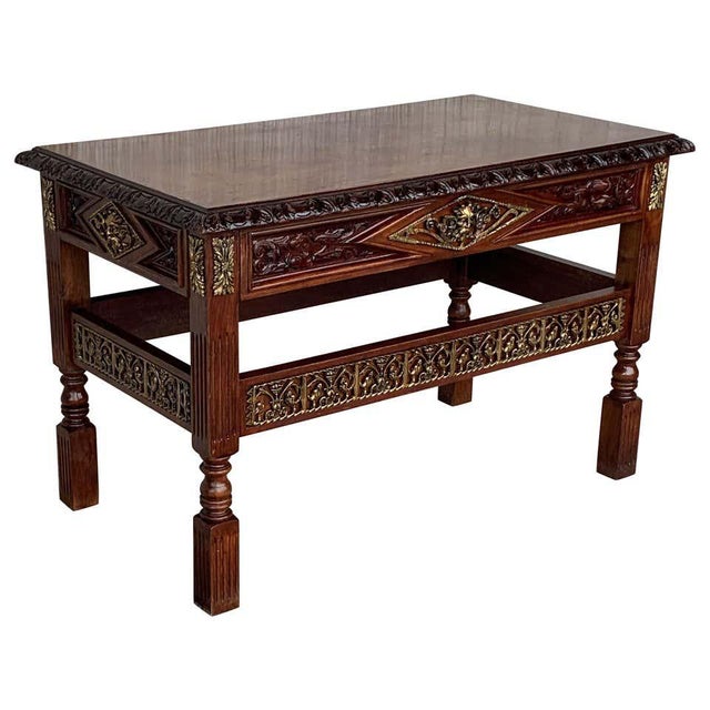Early 20th Carved Walnut Side Table With One Drawer and Bronze Mounts For Sale - Image 13 of 13