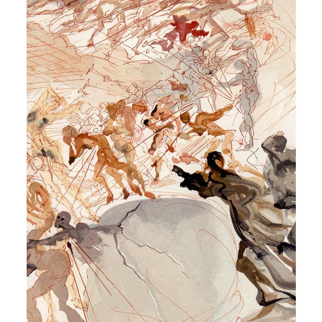 Realism 1960 Salvador Dali Lust Authentic Woodcut Framed For Sale - Image 3 of 3