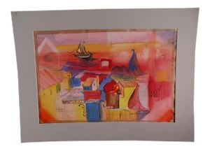 1973 "Red Sensation Newport Beach" Watercolor Painting by Edward Sotello