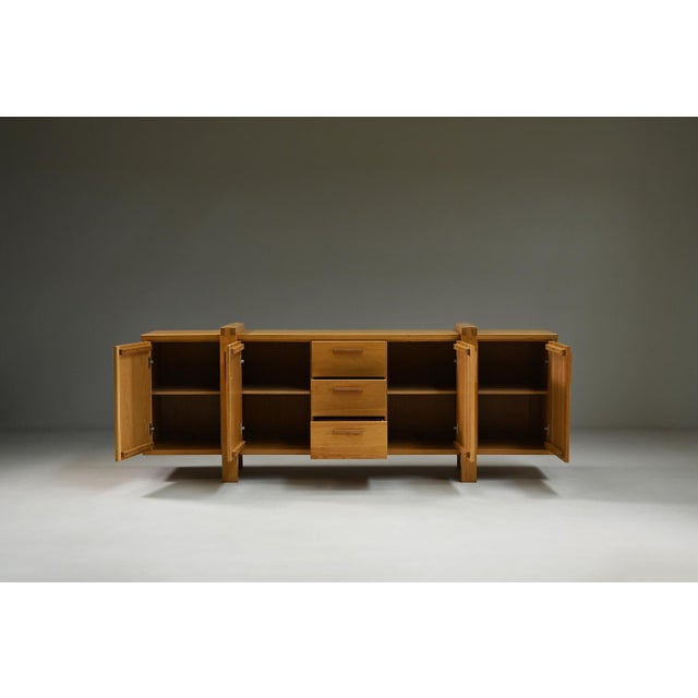 Large Brustalist Oak Sideboard, Belgium, 1990s For Sale - Image 4 of 9