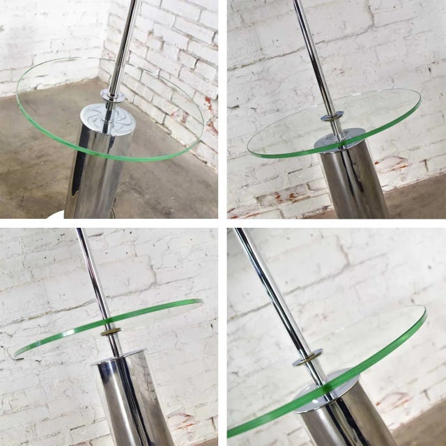 Mid 20th Century Mid-Century Modern Floor Lamp Chrome Cylinder With Attached Glass Side Table Style of George Kovacs For Sale - Image 12 of 13