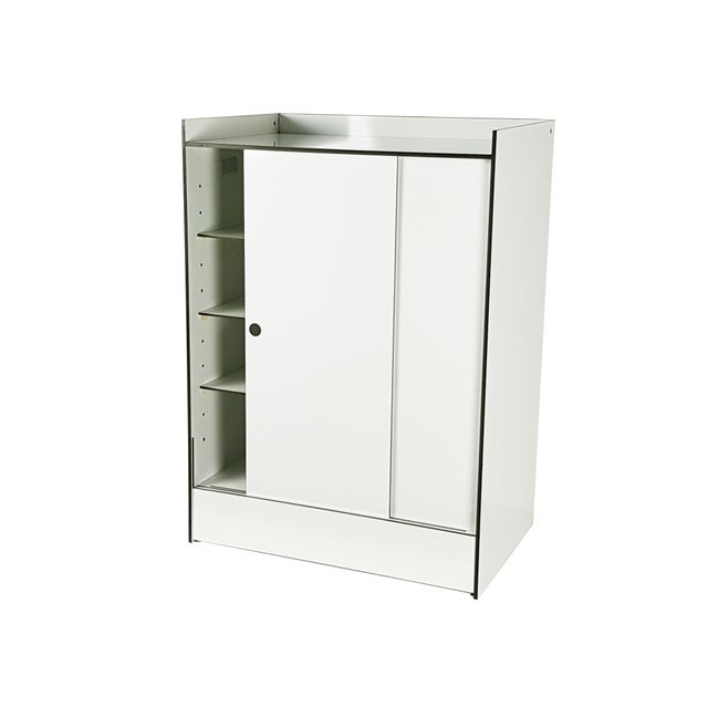 Italian White Laminated Plastic Storage Unit with Shelves and Sliding Doors from La Rinascente, 1960s For Sale - Image 4 of 11