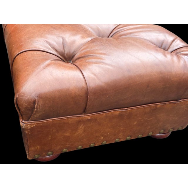 Brown Vintage Ralph Lauren Leather Writer's Club Chair & Ottoman For Sale - Image 8 of 12