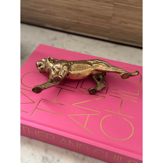Vintage Solid Brass Tiger For Sale - Image 4 of 8