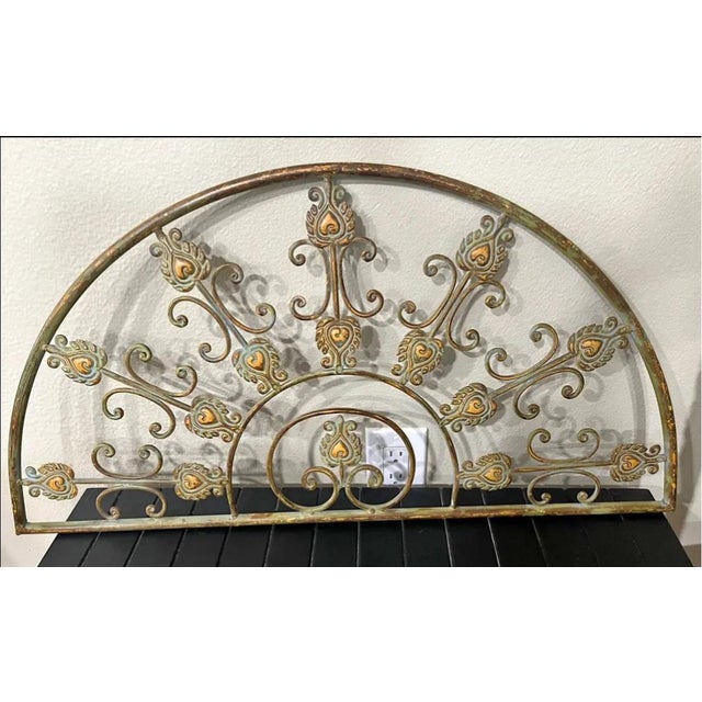 1970s French Demilune Wrought Iron Transom Grille Wall Art For Sale - Image 4 of 4
