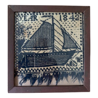 Antique Textile Fragment, Framed For Sale