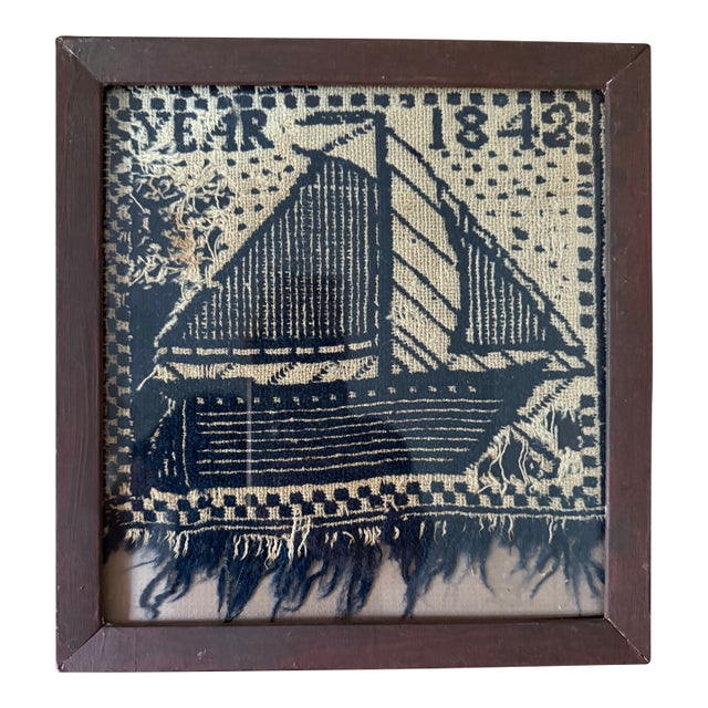 Antique Textile Fragment, Framed For Sale