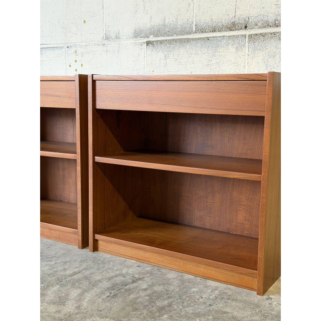 Teak Nightstands Set of 2 With Open Shelves Danish Mid-Century Modern 1960s For Sale In Los Angeles - Image 6 of 10