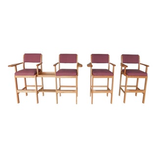 Whitaker Furniture Solid Oak Billiard High Stools - Set of 4 For Sale