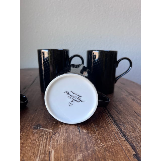 Contemporary Set of 3 Vintage 1980's Fitz and Floyd Black Foulard Noir Mugs For Sale - Image 3 of 3