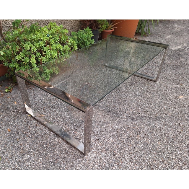 1960s Coffee Table in Chrome and Glass, 1960s For Sale - Image 5 of 6
