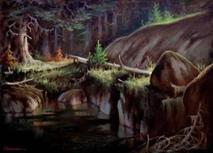 Creek in the Meadows Oil Painting by Vladimir Shkurkin