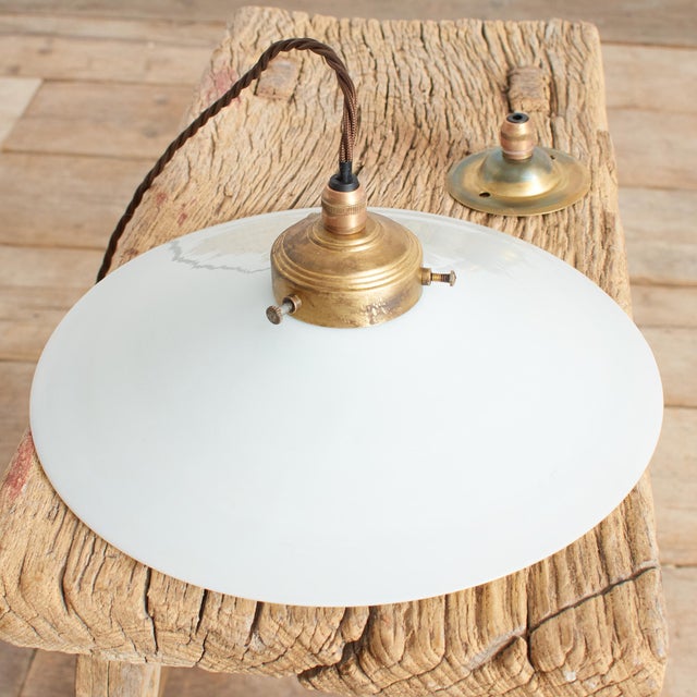 Antique French Coolie Milk Glass Pendant Light, 1920s For Sale - Image 4 of 7