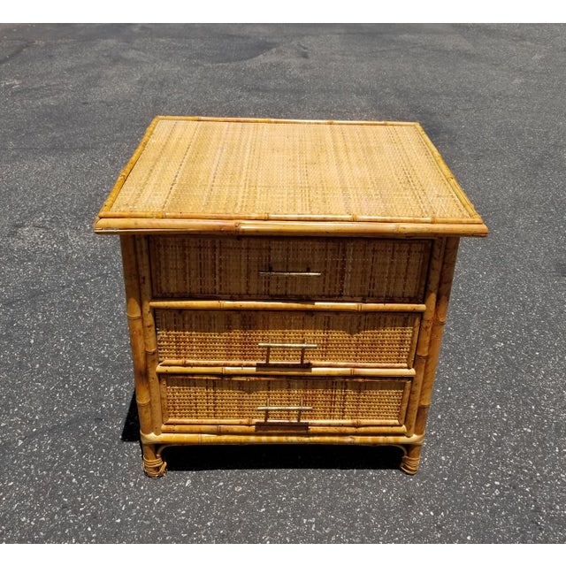 Vintage Mid Century Modern Bamboo Rattan Nightstand Chairish