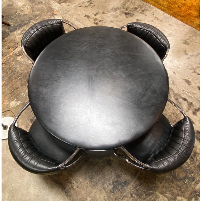 Poltrana Frau 1975 Luigi Massoni Game Table & 4 Chairs for Poltrona Frau For Sale - Image 4 of 10