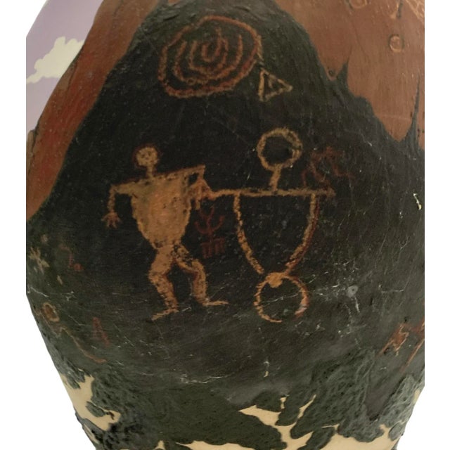 Late 20th Century Native American Hand-Painted Pottery Vase, Dawn Nature Scene, 18.5"h For Sale In Tulsa - Image 6 of 9