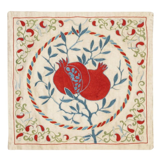 20"x20" All Silk Embroidered Throw Pillow. Modern Handmade Cushion Cover For Sale