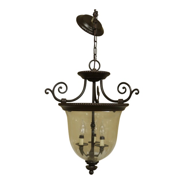 Bell Form Glass Hanging Chandelier Light Fixture For Sale