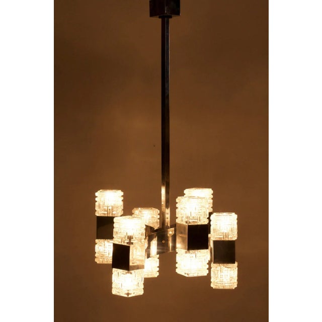 1960s Chandelier in Chrome and Glass by Gaetano Sciolari, Italy, 1960s For Sale - Image 5 of 8