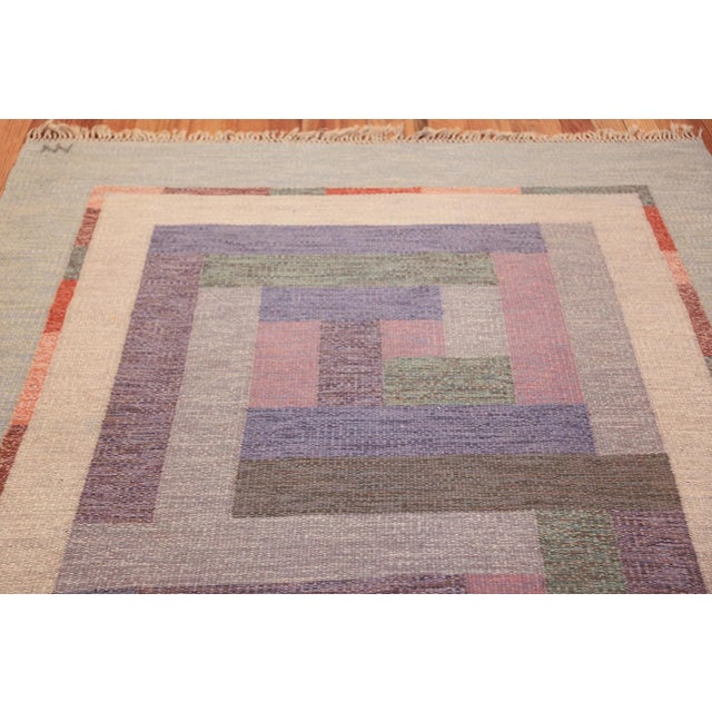 Nazmiyal Collection Signed Vintage Scandinavian Kilim Rug For Sale - Image 4 of 10