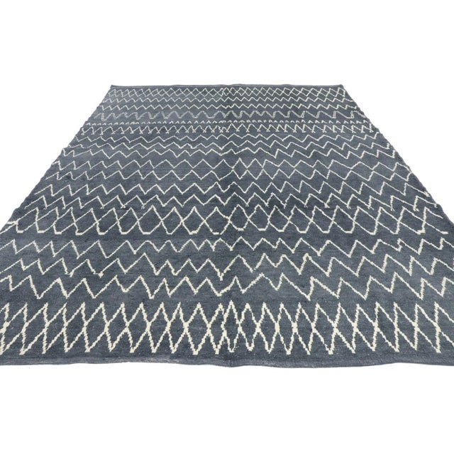 Contemporary Steely Blue Moroccan Area Rug - 07'08 X 09'10 For Sale - Image 3 of 9