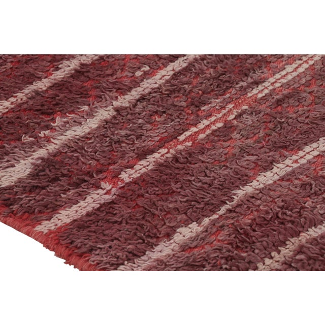 Vintage Moroccan Runner Rug in Red With Geometric Striped Patterns - Rug & Kilim For Sale In New York - Image 6 of 8