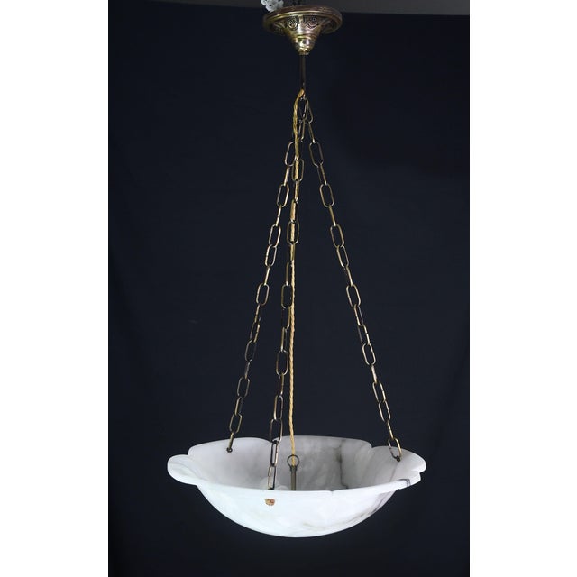 1950s Great Design Extra Large Size Art Deco White Alabaster Chandelier For Sale - Image 11 of 12
