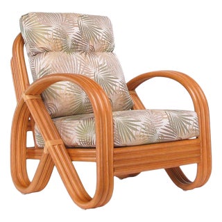 1990s Modernist 3-Strand 3/4 Pretzel "Kauai" Rattan Lounge Chair For Sale