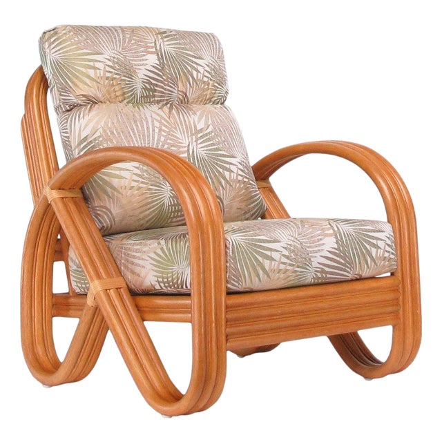 1990s Modernist 3-Strand 3/4 Pretzel "Kauai" Rattan Lounge Chair For Sale