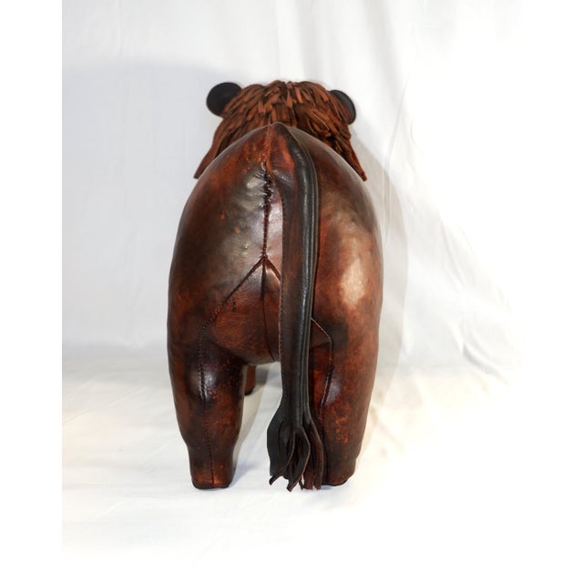 Handmade Leather Lion Footstool For Sale - Image 4 of 6