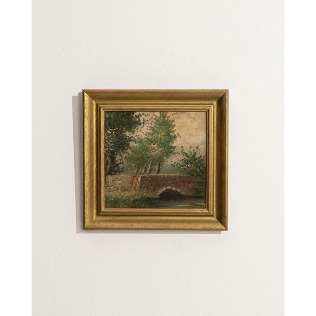1930s 1930s Belgium Green Wood Painting For Sale - Image 5 of 13