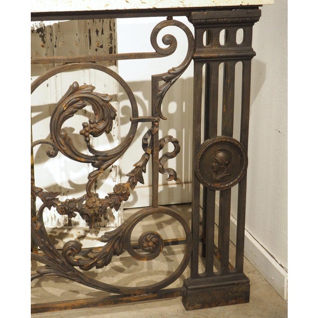 Antique Cast Iron Parisian Balcony Gate Console With Shellstone Top, Circa 1900 For Sale - Image 15 of 17