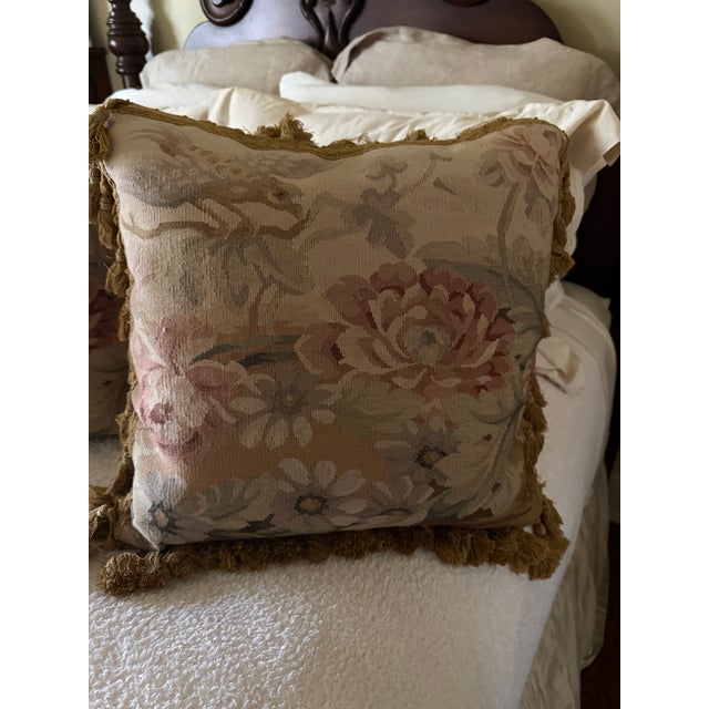 1990s Pair of Aubusson Pillows For Sale - Image 4 of 5